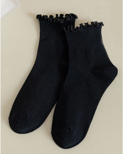 Ruffle Trim Crew Socks