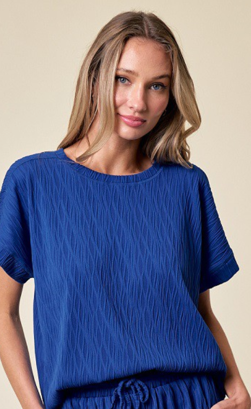 Textured short sleeve blouse